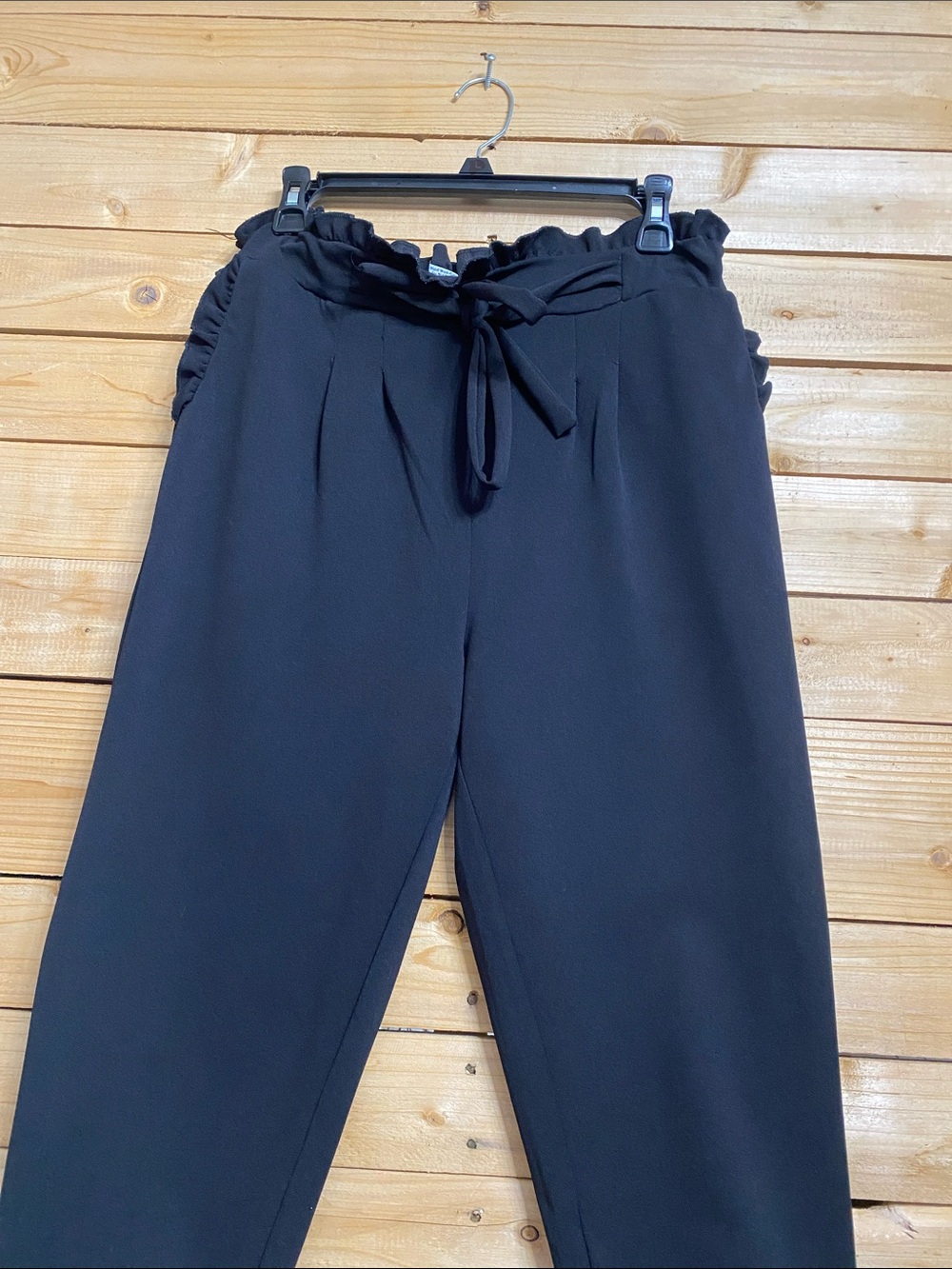Black Paperbag Waist Tie Jogger Pants - Picture 6 of 8